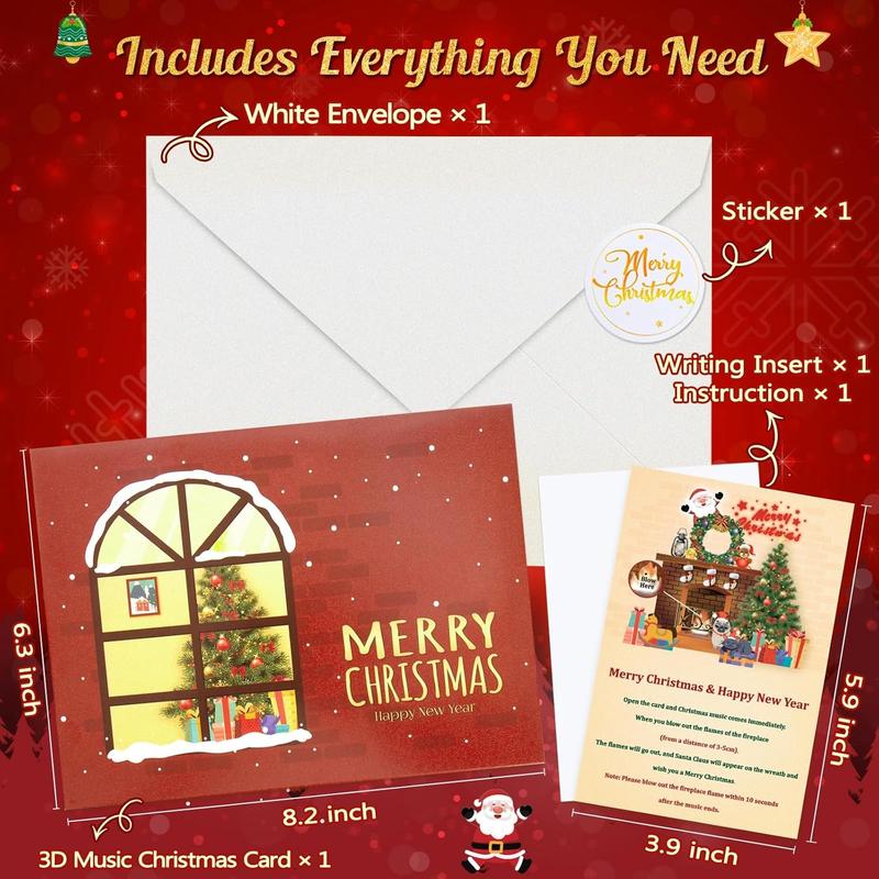 Christmas card pop-up light and music