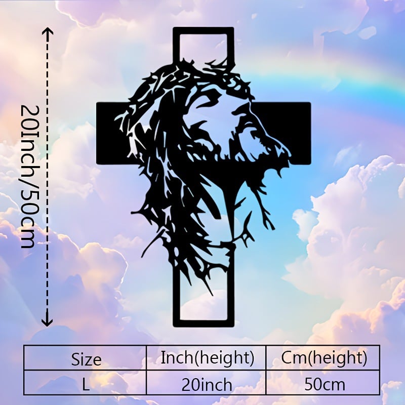 ✝Hand Engraved Jesus & Cross Metal Wall Art