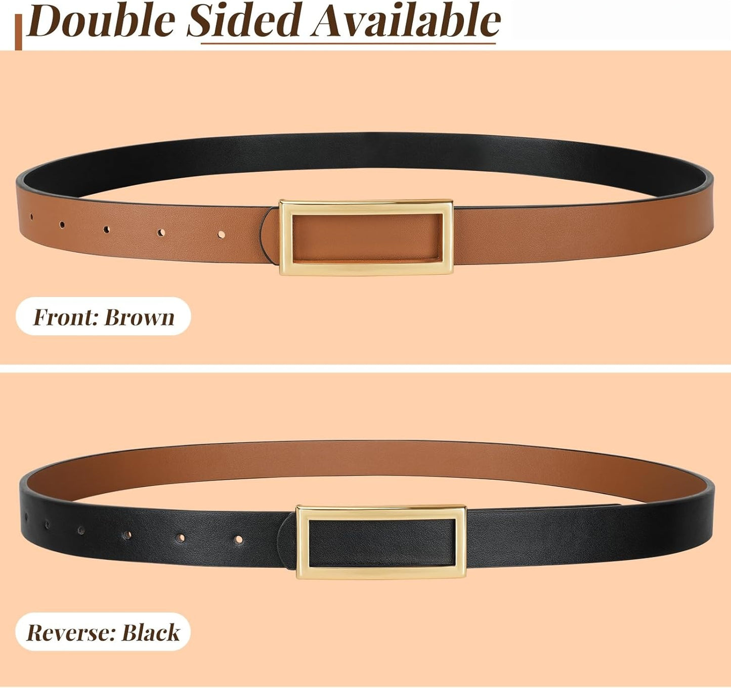 Two-in-One Women Reversible Leather Belt