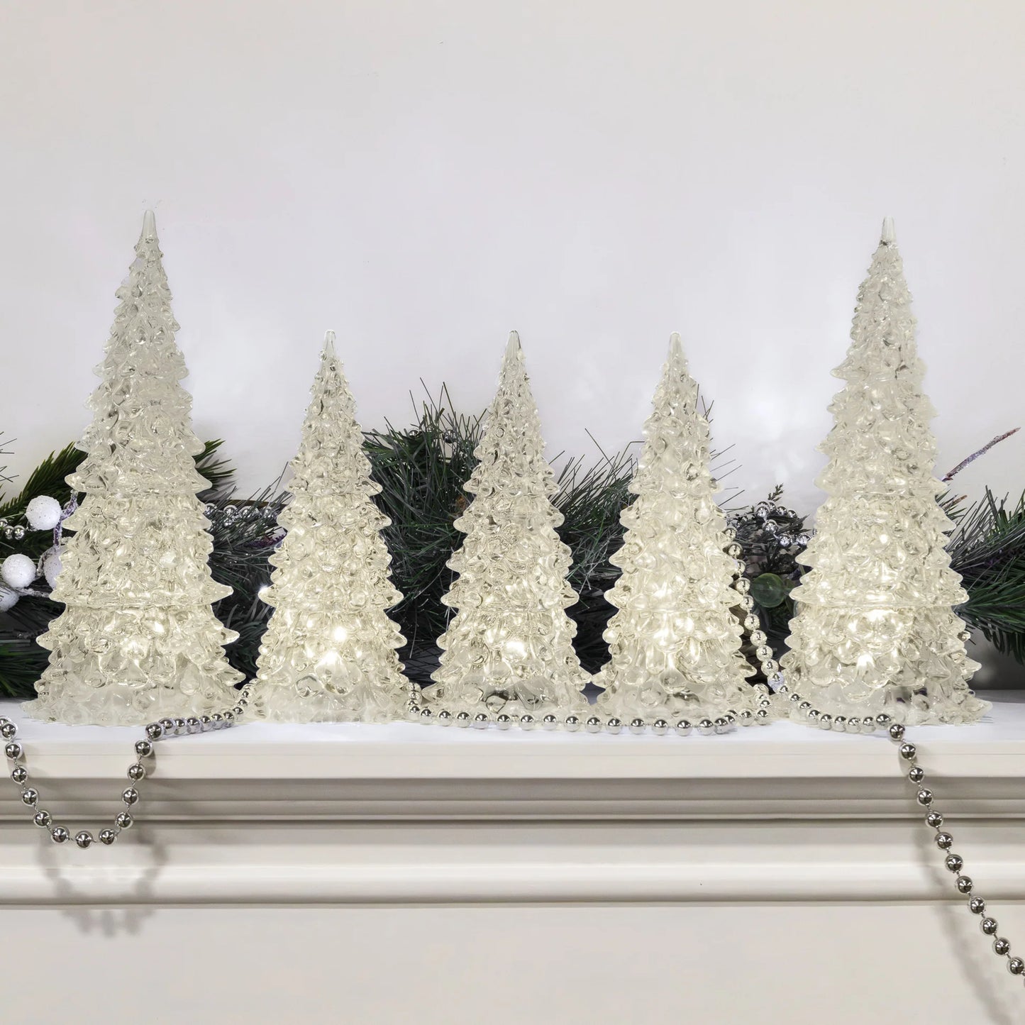 🌲Battery Operated Set of 5 Crystal Trees✨