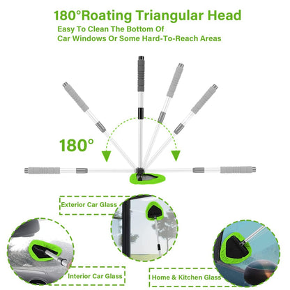 Car Window Cleaner with 4 Washable Reusable Microfiber Pads