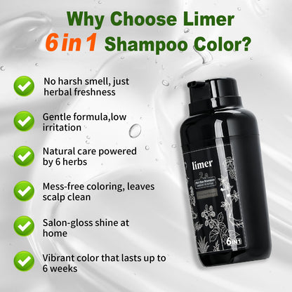 🎨 Transform Your Look Instantly! Limer 6-in-1 Multicolor Hair Dye Shampoo