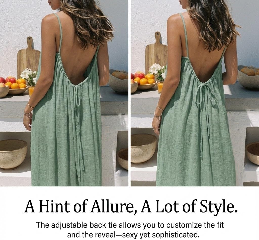 Women's Solid Color Backless Cami Dress