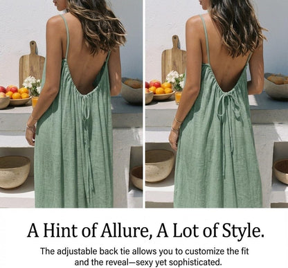 Women's Solid Color Backless Cami Dress