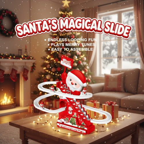 🎅🛷49% OFF SALE - Magical Musical Santa Race Track - Electric Climbing Stairs & Slide Toy