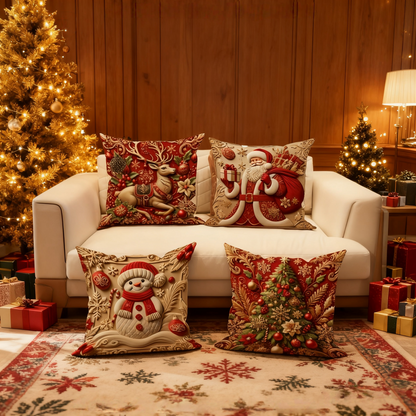 Luxury Christmas Pillowcases 4 Piece 2D Printed Pillowcases