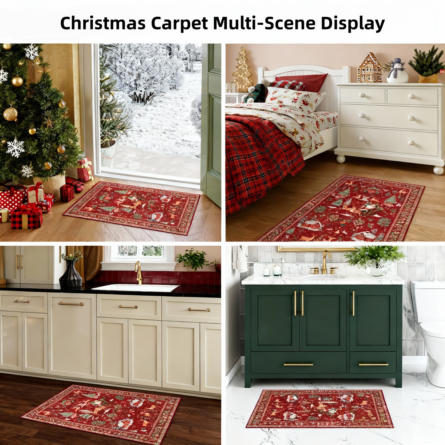 🔥LAST DAY 49% OFF🦌🎄🎅Christmas Deer Santa Long Rug