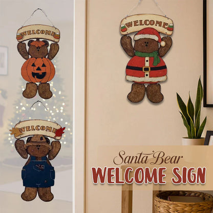 🎅🧸 Santa Bear Welcome Sign