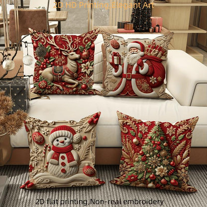 Luxury Christmas Pillowcases 4 Piece 2D Printed Pillowcases