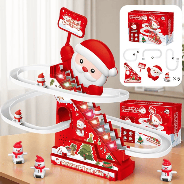 🎅🛷49% OFF SALE - Magical Musical Santa Race Track - Electric Climbing Stairs & Slide Toy