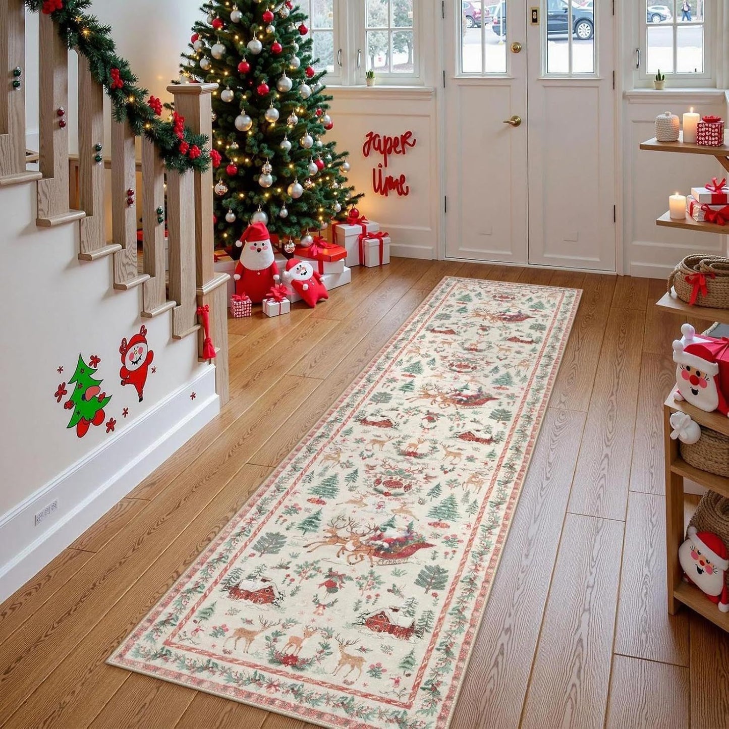 🔥LAST DAY 49% OFF🦌🎄🎅Christmas Deer Santa Long Rug