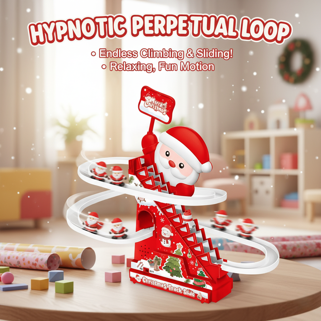 🎅🛷49% OFF SALE - Magical Musical Santa Race Track - Electric Climbing Stairs & Slide Toy