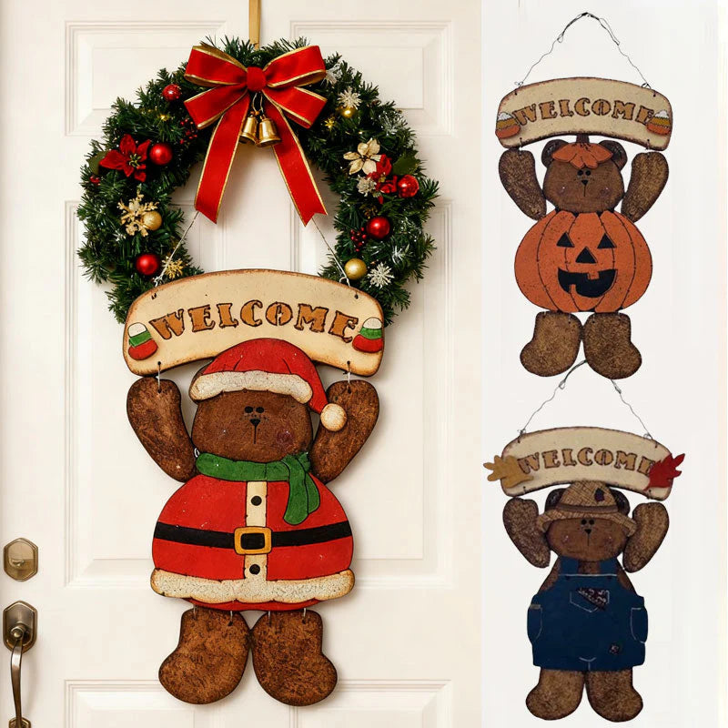 🎅🧸 Santa Bear Welcome Sign