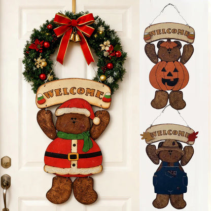 🎅🧸 Santa Bear Welcome Sign