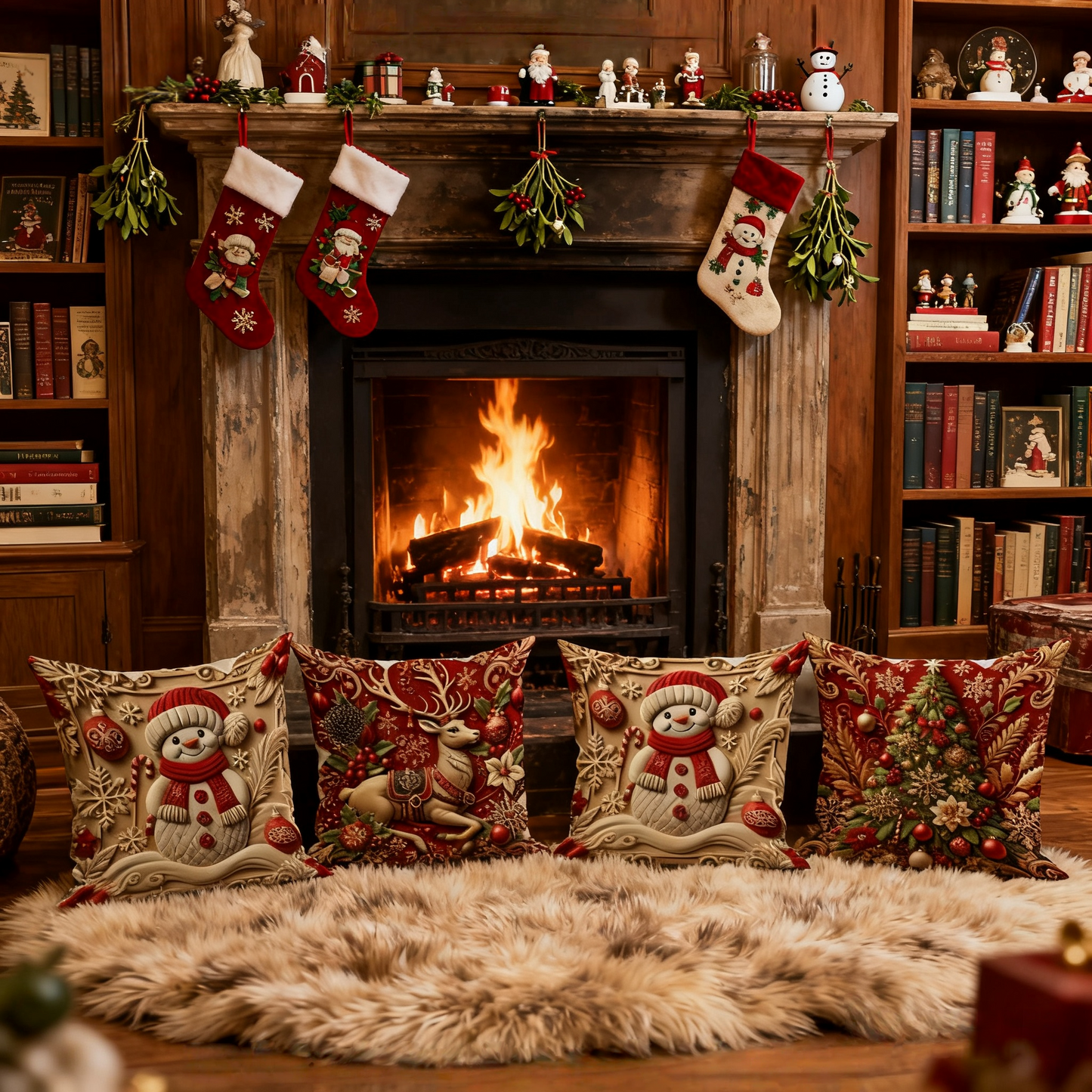 Luxury Christmas Pillowcases 4 Piece 2D Printed Pillowcases