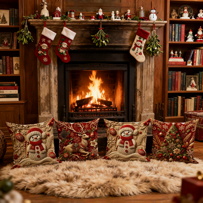 Luxury Christmas Pillowcases 4 Piece 2D Printed Pillowcases