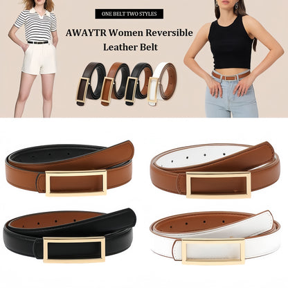 Two-in-One Women Reversible Leather Belt