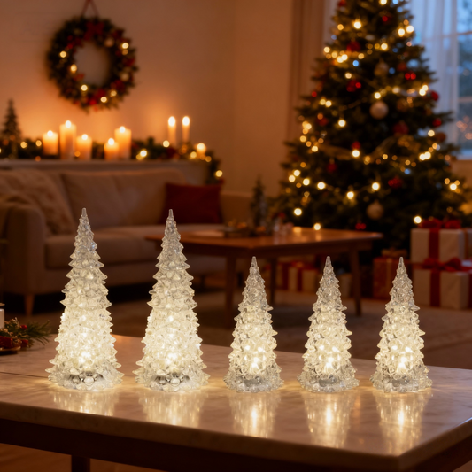 🌲Battery Operated Set of 5 Crystal Trees✨