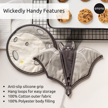 New! Bat Oven Mitt and Pot Holder Set