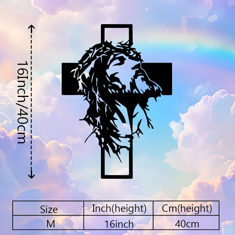 ✝Hand Engraved Jesus & Cross Metal Wall Art