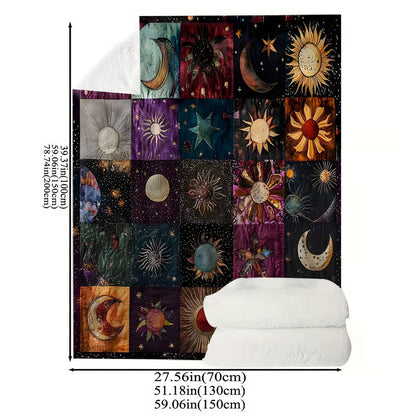 Bohemian Sun and Moon Flannel Blanket