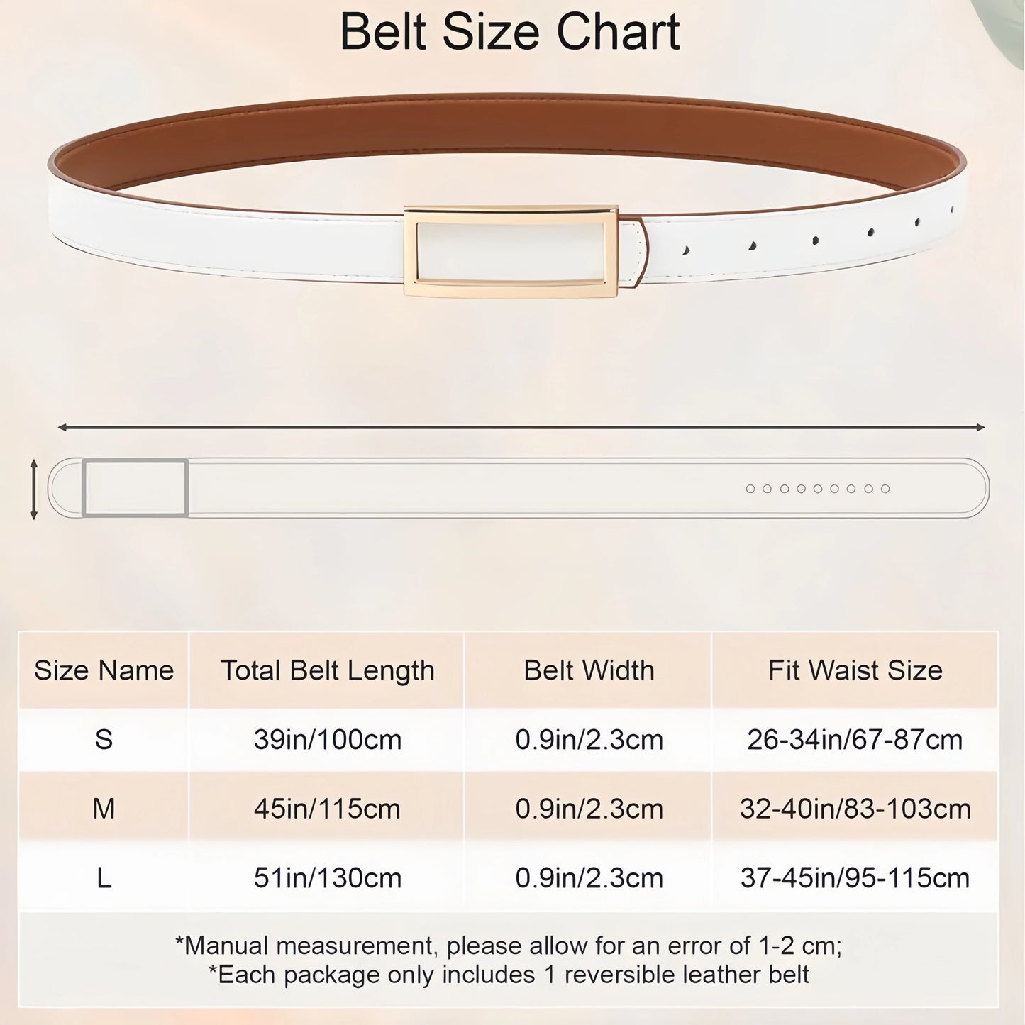 Two-in-One Women Reversible Leather Belt