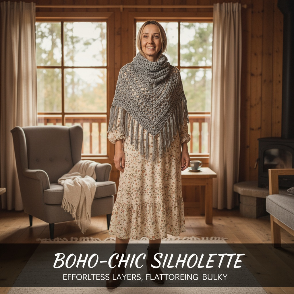 Bohemian style triangular shawl🍂