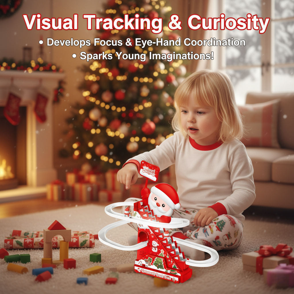 🎅🛷49% OFF SALE - Magical Musical Santa Race Track - Electric Climbing Stairs & Slide Toy