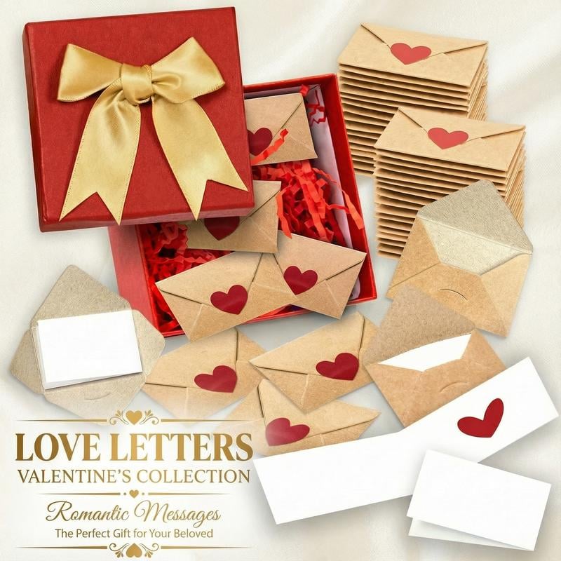 DIY Love Notes Box - Mini Blank Cards & Envelopes for Him Her