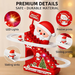 🎅🛷49% OFF SALE - Magical Musical Santa Race Track - Electric Climbing Stairs & Slide Toy