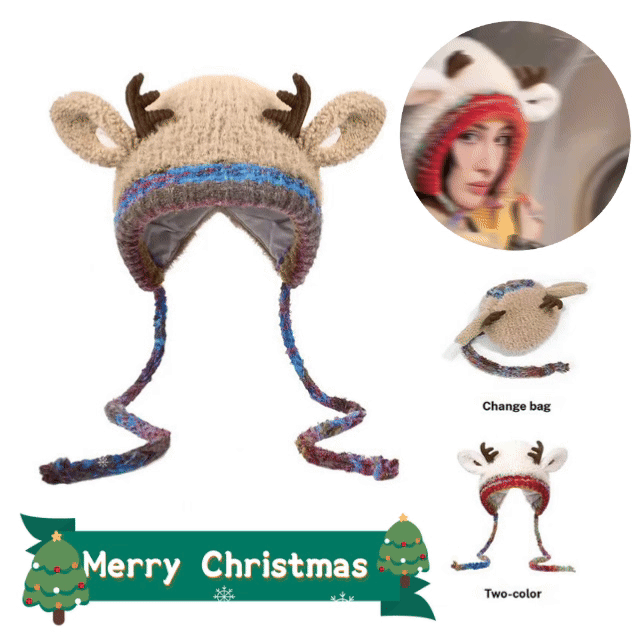 🎄Original design festive Christmas deer antler hat🦌