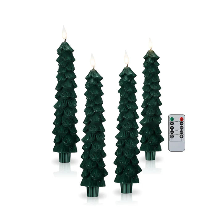 Flameless Christmas Tree Candles with Flickering Light
