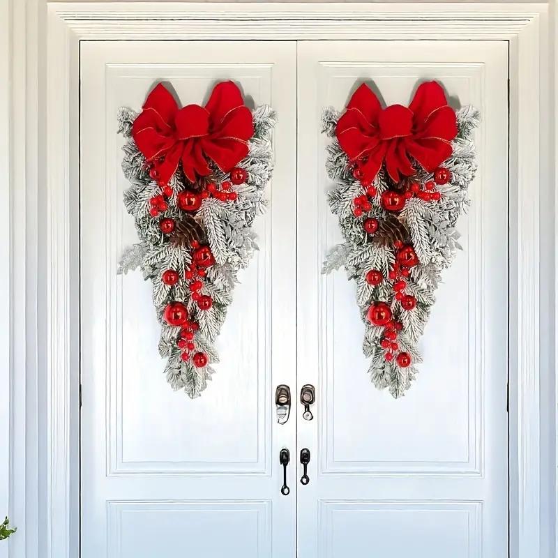 Christmas flocking hanging wreath