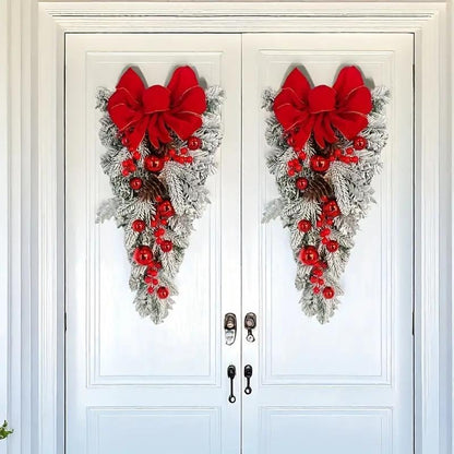 Christmas flocking hanging wreath