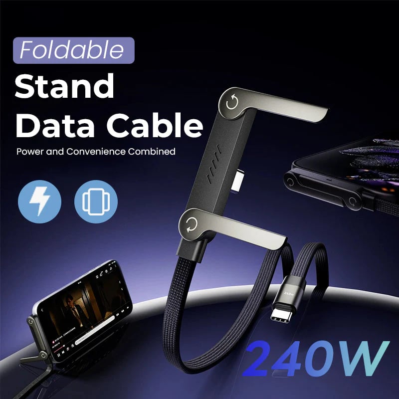 ⚡2-in-1 Invisible Holder Charger Cable – 240W Fast Charging Cord with Built-In Phone Stand