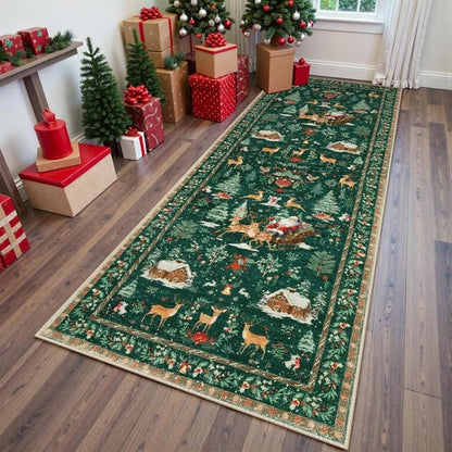 🔥LAST DAY 49% OFF🦌🎄🎅Christmas Deer Santa Long Rug