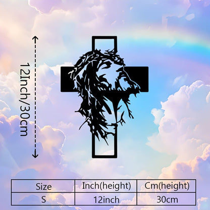 ✝Hand Engraved Jesus & Cross Metal Wall Art