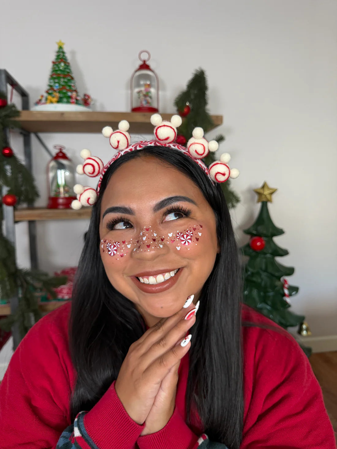 Christmas sticker themed makeup