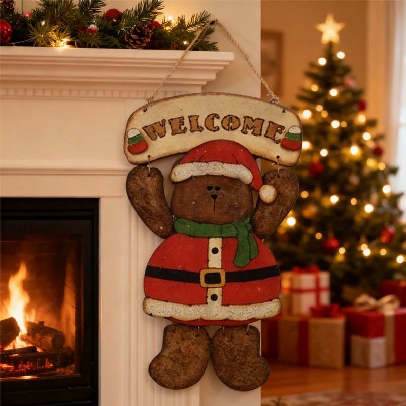 🎅🧸 Santa Bear Welcome Sign