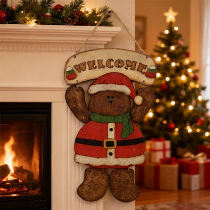 🎅🧸 Santa Bear Welcome Sign
