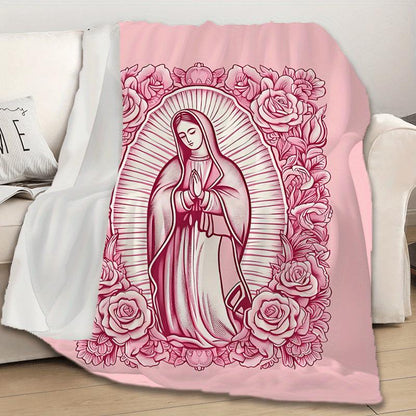 Comfortable Pink Virgin Mary Blanket