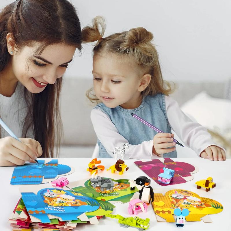 Animal building blocks Valentine's Day card set🐾