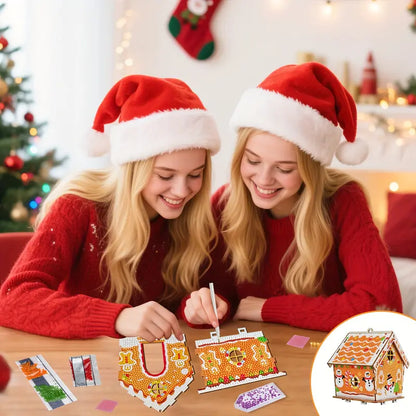🚛Free shipping on two items，DIY wooden gingerbread house puzzle, exquisite diamond painting