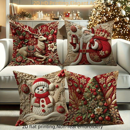 Luxury Christmas Pillowcases 4 Piece 2D Printed Pillowcases