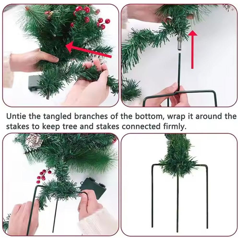 🎄Christmas flower bed with lights, golden and red berries🔥