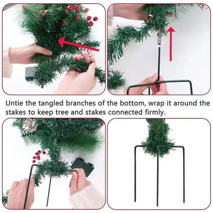 🎄Christmas flower bed with lights, golden and red berries🔥