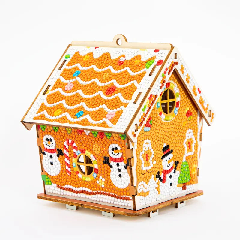🚛Free shipping on two items，DIY wooden gingerbread house puzzle, exquisite diamond painting