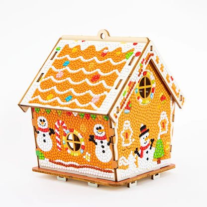 🚛Free shipping on two items，DIY wooden gingerbread house puzzle, exquisite diamond painting