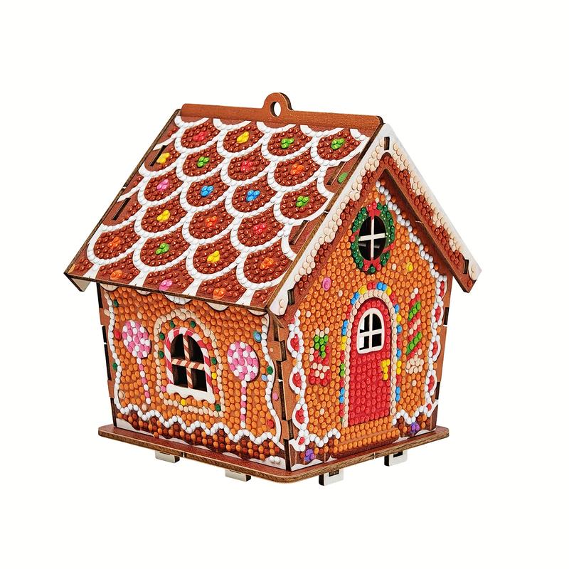 🚛Free shipping on two items，DIY wooden gingerbread house puzzle, exquisite diamond painting