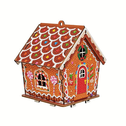 🚛Free shipping on two items，DIY wooden gingerbread house puzzle, exquisite diamond painting